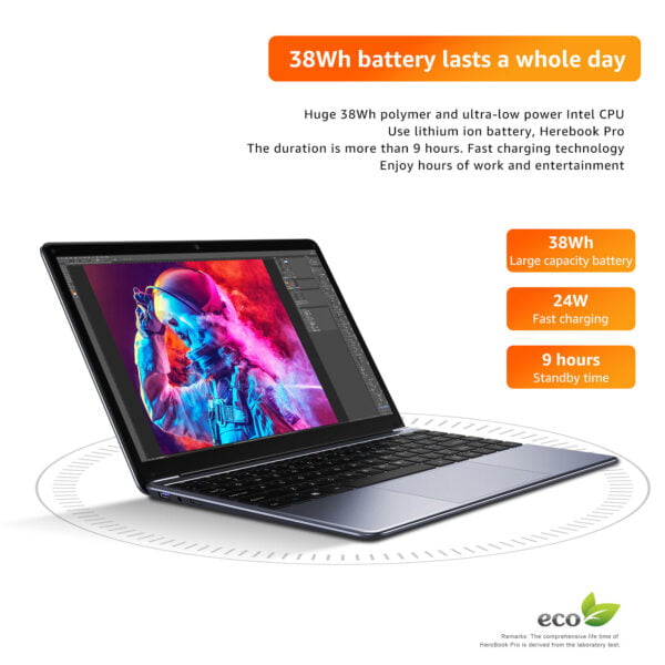 CHUWI- 14.1" Laptop - Intel Celeron 2.8GH- 8GB Memory - 256GB SSD-HDMI Gray - Image 15