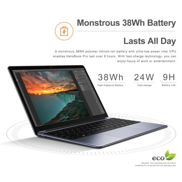 CHUWI- 14.1" Laptop - Intel Celeron 2.8GH- 8GB Memory - 256GB SSD-HDMI Gray - Image 6