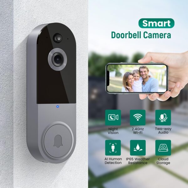 SUNNYJANE Wireless 1080p Video Doorbell Camera, AI Human Detection, Live View, 2-Way Audio Included Chime, Night Vision, 2.4G Wi-Fi, Cloud Storage, Indoor/Outdoor Surveillance Cam (Black)  Tools & Home Improvement - Image 22