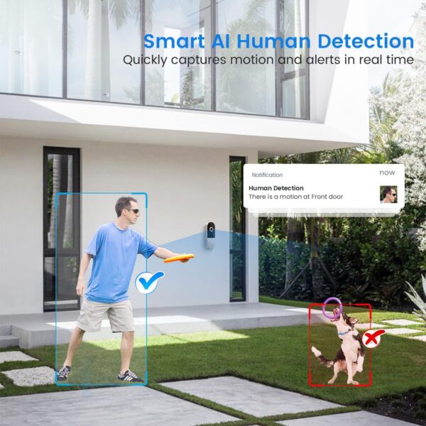 SUNNYJANE Wireless 1080p Video Doorbell Camera, AI Human Detection, Live View, 2-Way Audio Included Chime, Night Vision, 2.4G Wi-Fi, Cloud Storage, Indoor/Outdoor Surveillance Cam (Black)  Tools & Home Improvement - Image 24