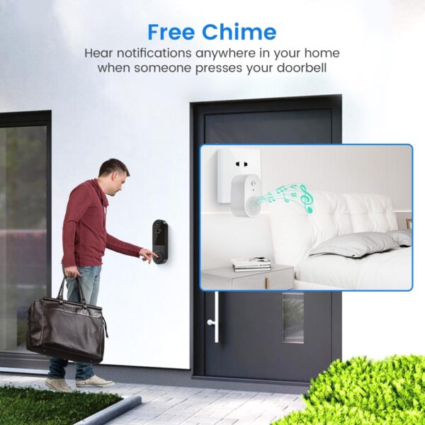 SUNNYJANE Wireless 1080p Video Doorbell Camera, AI Human Detection, Live View, 2-Way Audio Included Chime, Night Vision, 2.4G Wi-Fi, Cloud Storage, Indoor/Outdoor Surveillance Cam (Black)  Tools & Home Improvement - Image 12
