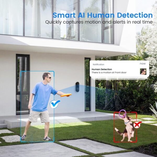SUNNYJANE Wireless 1080p Video Doorbell Camera, AI Human Detection, Live View, 2-Way Audio Included Chime, Night Vision, 2.4G Wi-Fi, Cloud Storage, Indoor/Outdoor Surveillance Cam (Black)  Tools & Home Improvement - Image 11