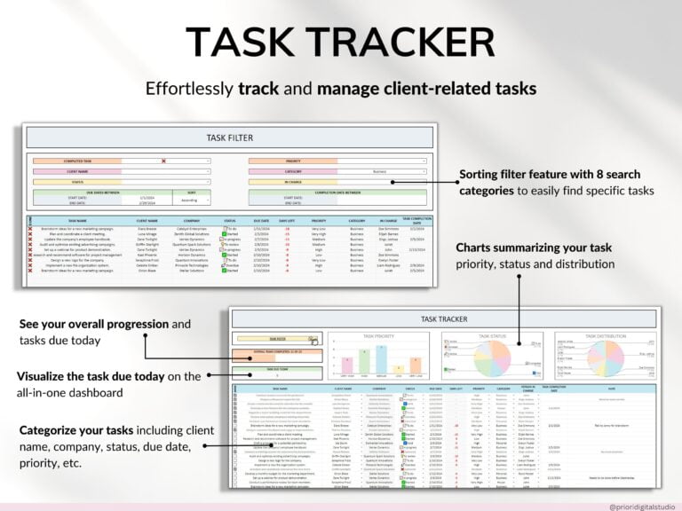 Client Tracker Spreadsheet for Small Business w/ Task Tracker Customer CRM Dashboard Google Sheets Excel Lead Management Invoice Tracker - Image 5