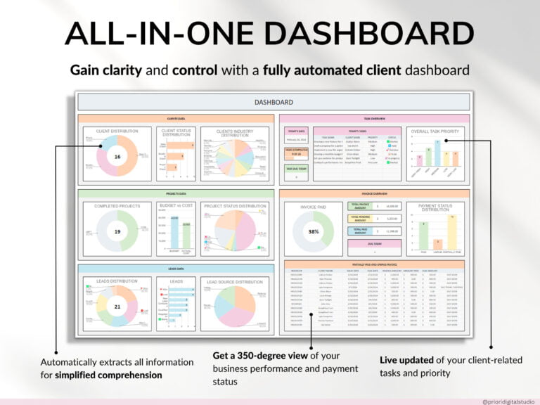 Client Tracker Spreadsheet for Small Business w/ Task Tracker Customer CRM Dashboard Google Sheets Excel Lead Management Invoice Tracker - Image 8