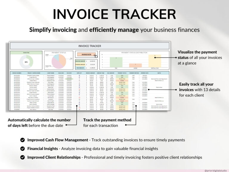 Client Tracker Spreadsheet for Small Business w/ Task Tracker Customer CRM Dashboard Google Sheets Excel Lead Management Invoice Tracker - Image 7