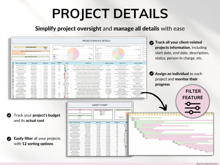 Client Tracker Spreadsheet for Small Business w/ Task Tracker Customer CRM Dashboard Google Sheets Excel Lead Management Invoice Tracker - Image 6