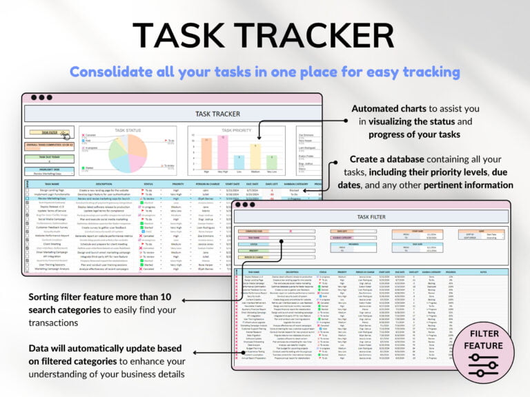 Project Management Tool for Small Business Project Planner Task Tracker To-Do List Template Gantt Chart Business Planner Kanban Board Excel - Image 3