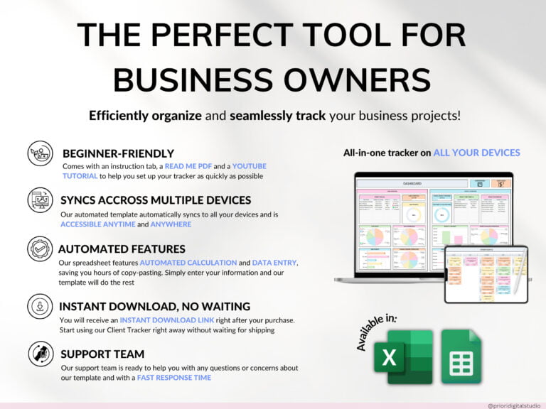 Project Management Tool for Small Business Project Planner Task Tracker To-Do List Template Gantt Chart Business Planner Kanban Board Excel - Image 10